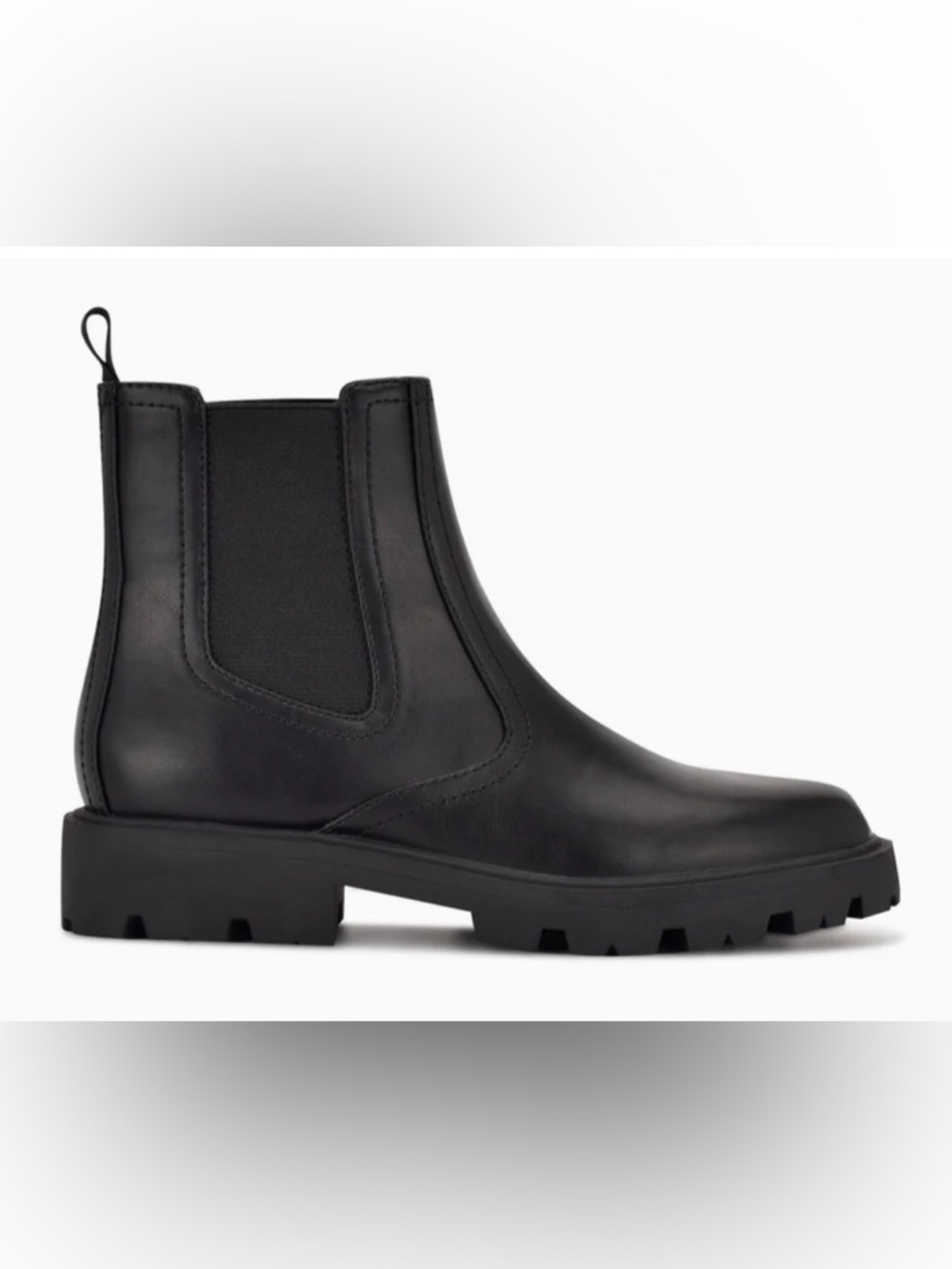 Nine West Black Leather Chelsea Lug Sole Booties, never worn